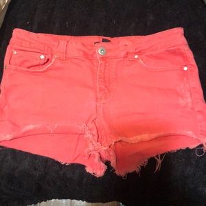 Pink blue jean shorts